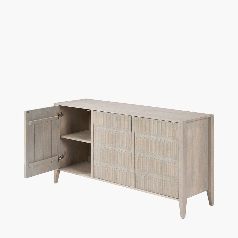 Pacific Lifestyle Outdoors Khao Light Grey Mango Wood 3 Door Sideboard House of Isabella UK