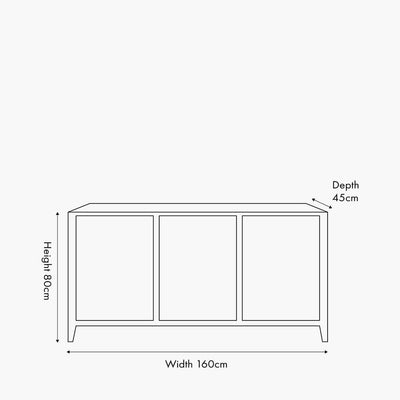 Pacific Lifestyle Outdoors Khao Light Grey Mango Wood 3 Door Sideboard House of Isabella UK