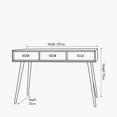 Pacific Lifestyle Outdoors Klee Black Pine Wood 3 Drawer Desk House of Isabella UK