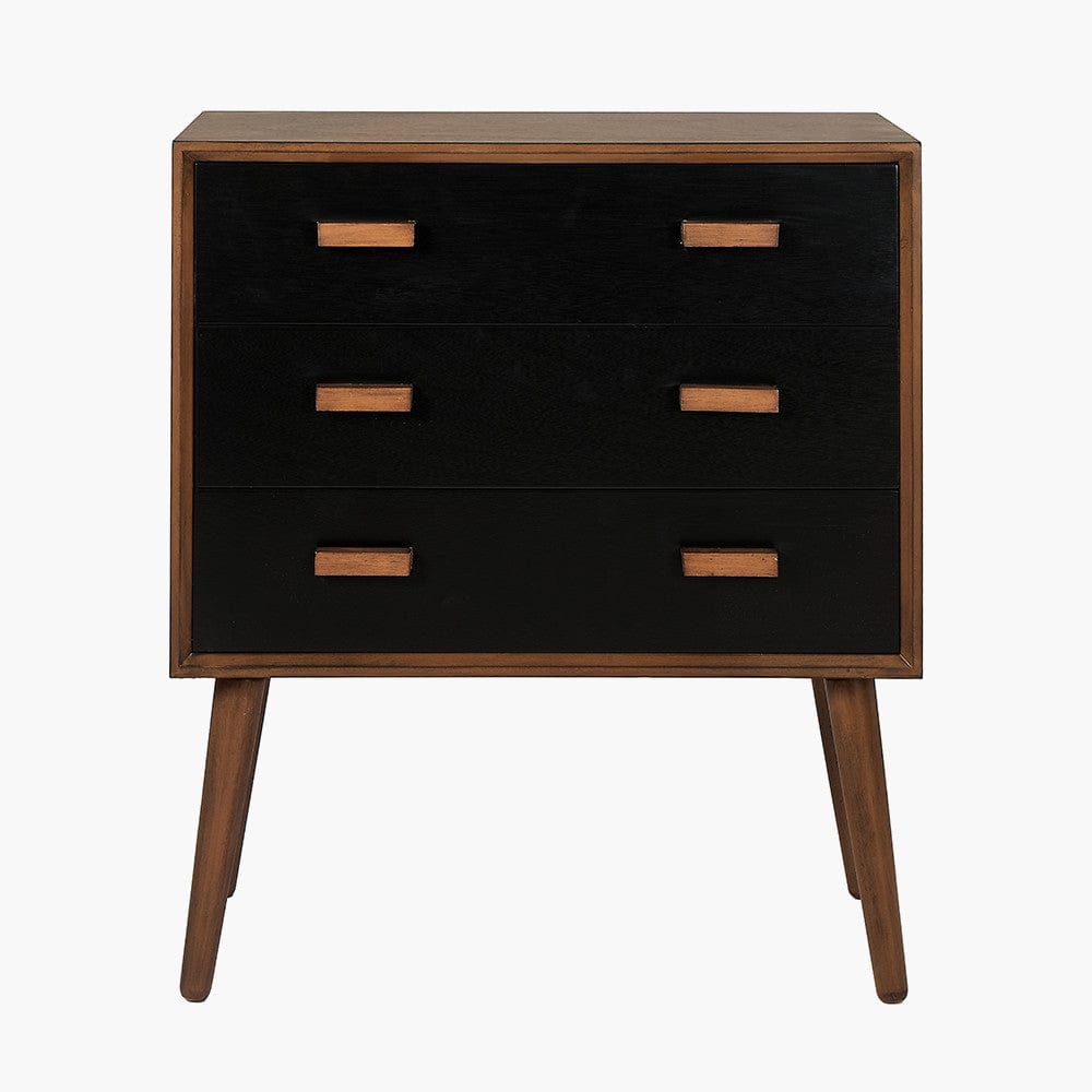 Klee Black Pine Wood 3 Drawer Unit.