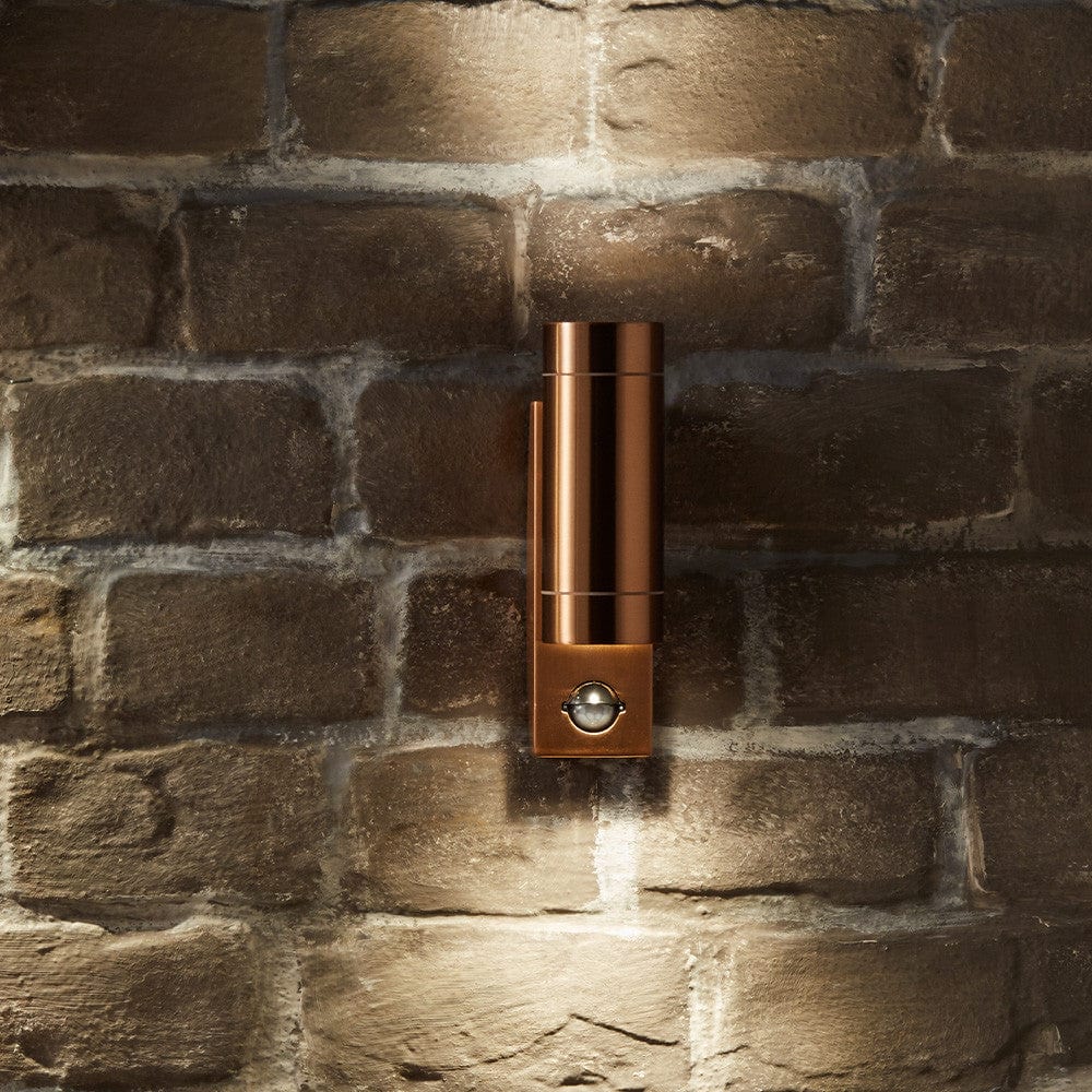 Lantana Copper Metal Dual PIR Wall Light.