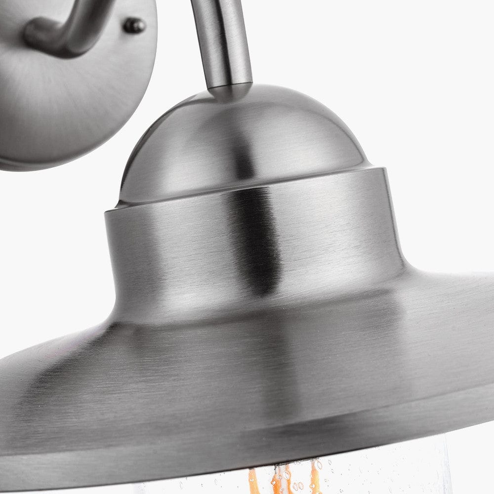 Lilium Brushed Steel Metal and Glass Fisherman Wall Light.