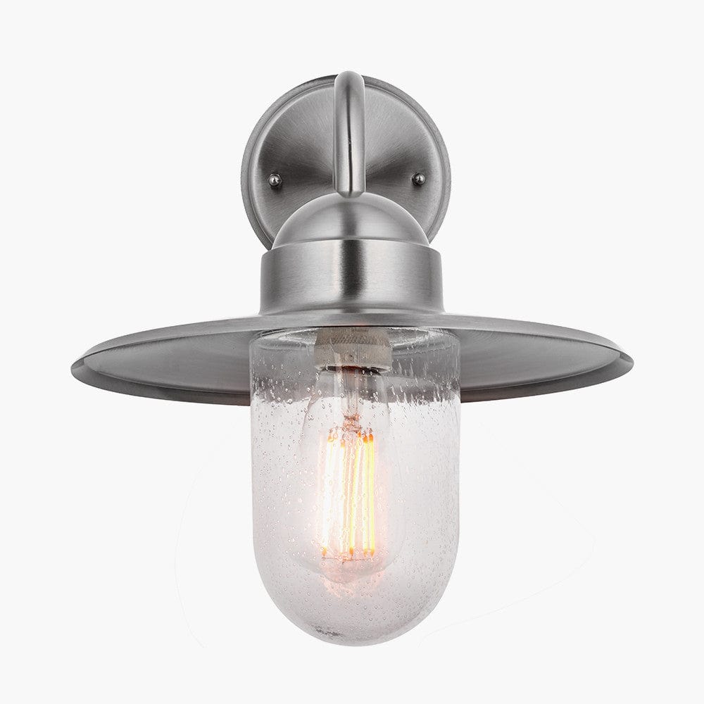 Lilium Brushed Steel Metal and Glass Fisherman Wall Light.