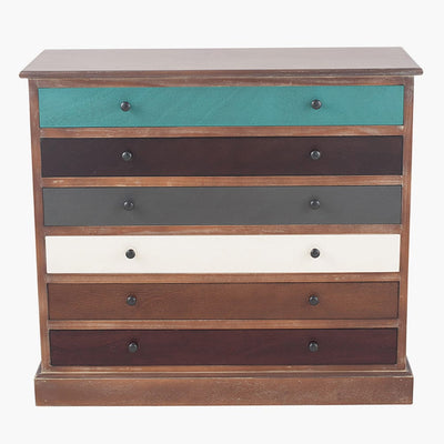 Pacific Lifestyle Outdoors Loft Blue Multicoloured Pine Wood 6 Drawer Unit House of Isabella UK