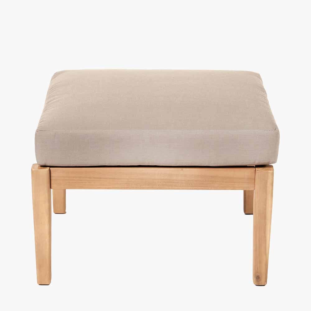 Pacific Lifestyle Outdoors Malta Light Teak Finish Footstool House of Isabella UK