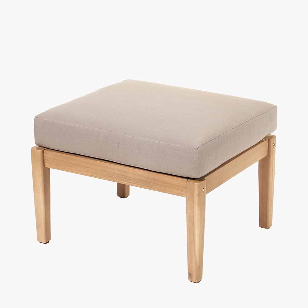 Pacific Lifestyle Outdoors Malta Light Teak Finish Footstool House of Isabella UK