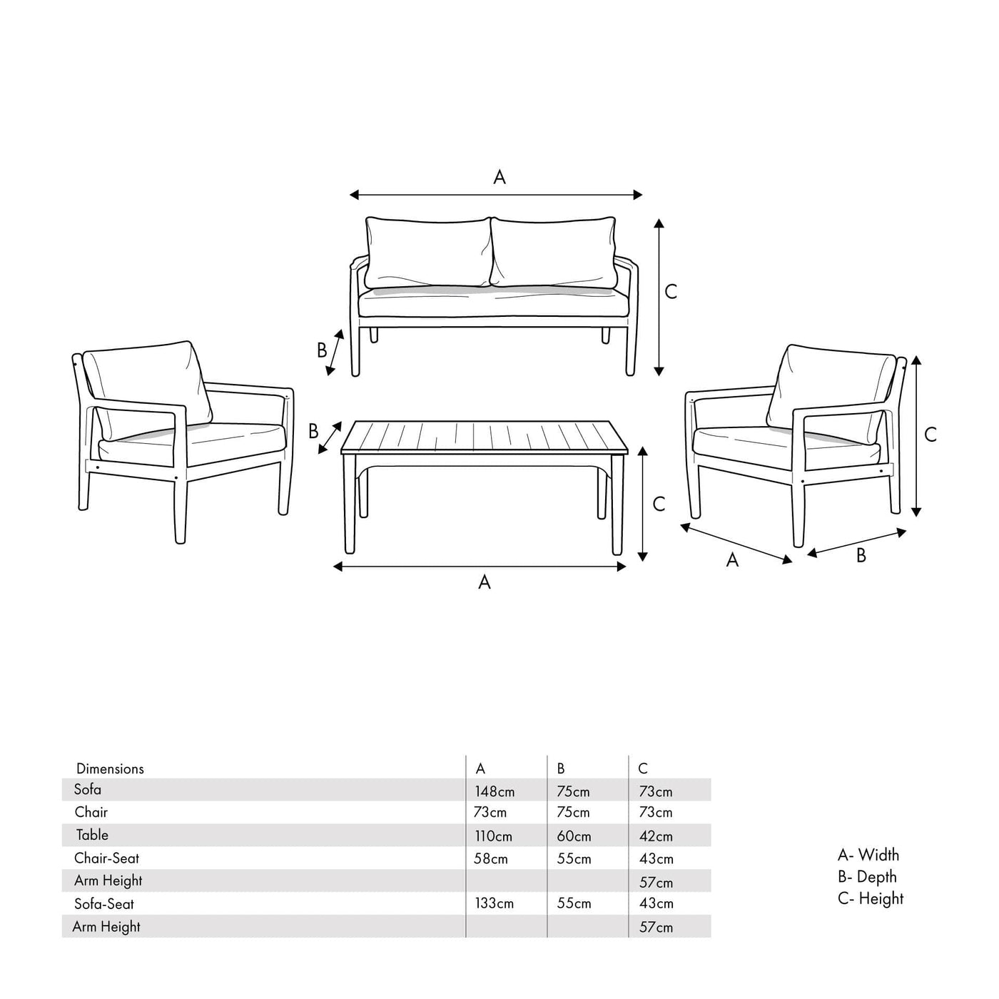 Pacific Lifestyle Outdoors Malta Lounge Set K/D House of Isabella UK