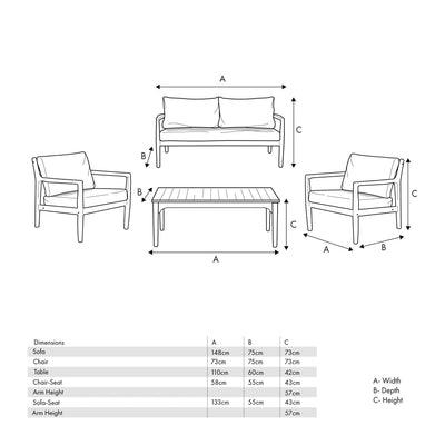 Pacific Lifestyle Outdoors Malta Lounge Set K/D House of Isabella UK