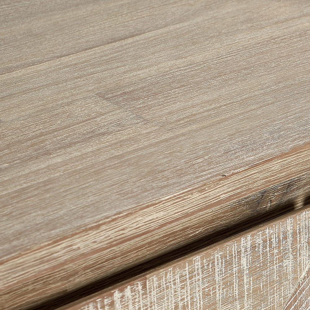 Marca Sand Wash Acacia Wood and Black Metal 3 Door Sideboard.