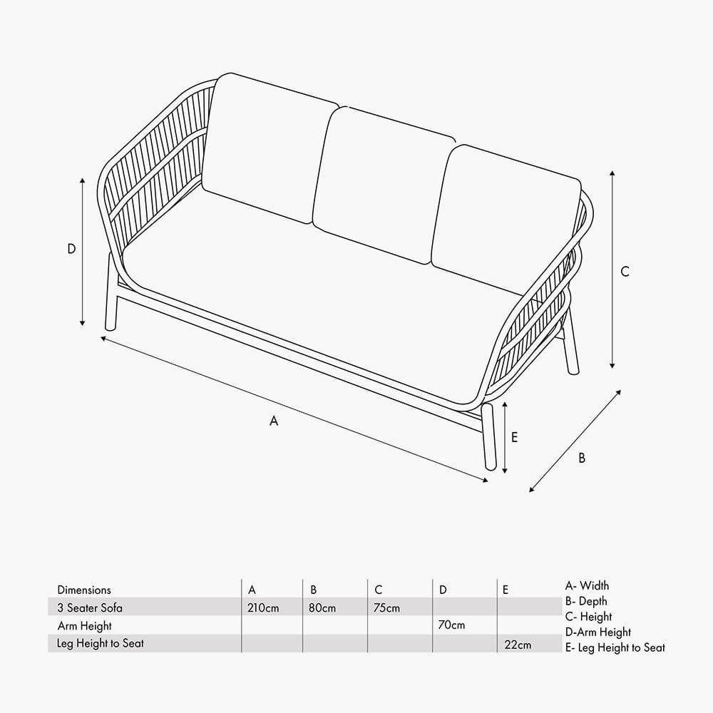 Martic Outdoor 3 Seater Sofa.