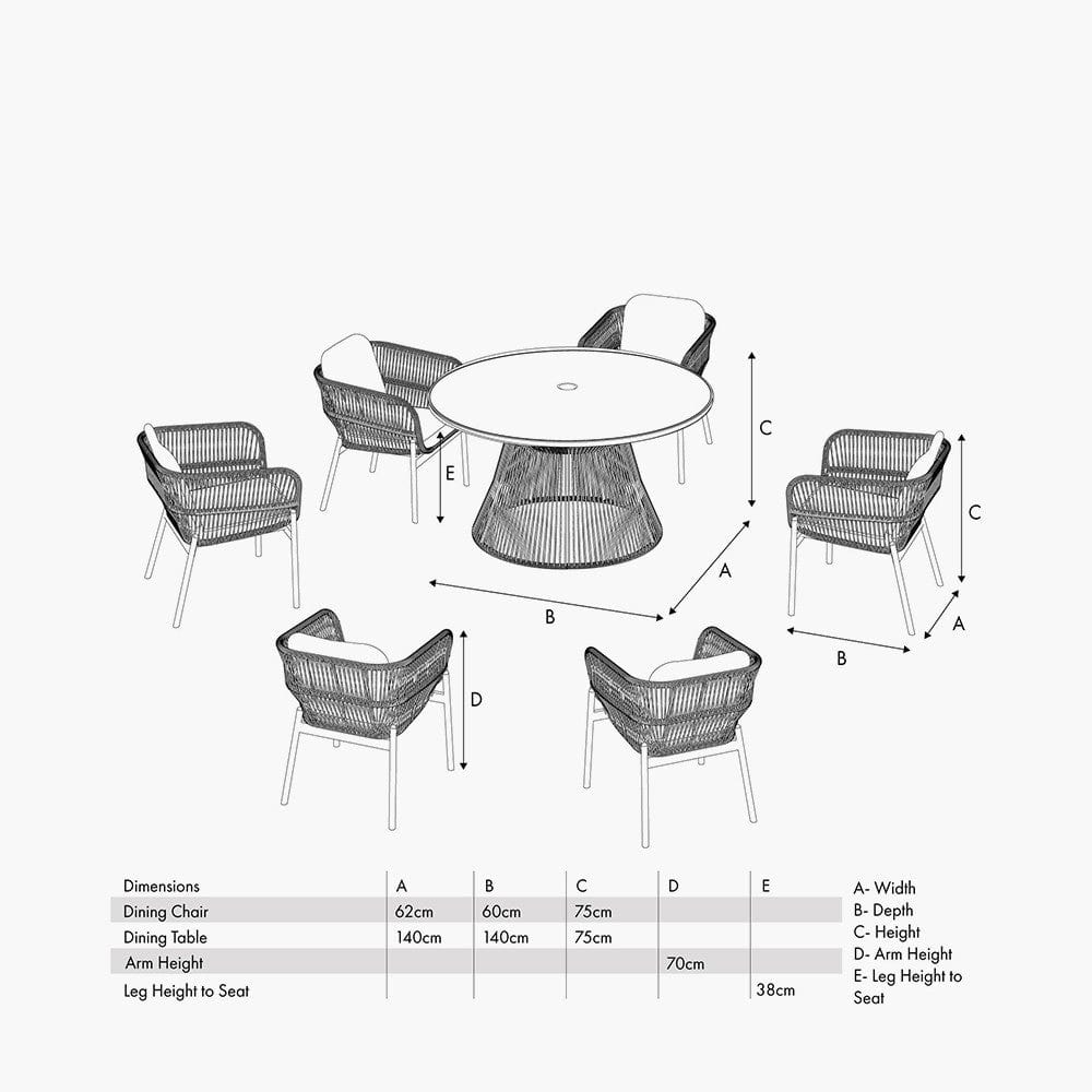 Martic Outdoor 6 Seater Dining Set.