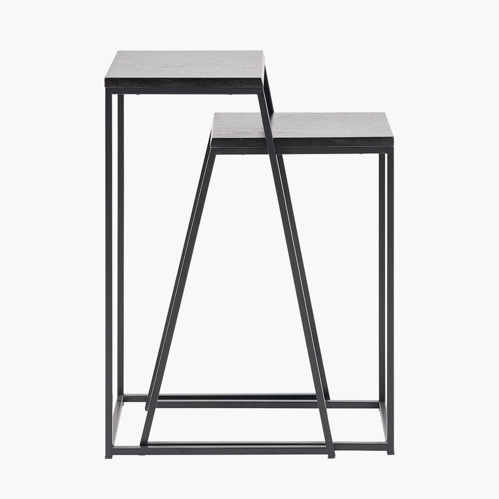 Pacific Lifestyle Outdoors Mashiko S/2 Black Ash Veneer and Black Metal Side Tables House of Isabella UK