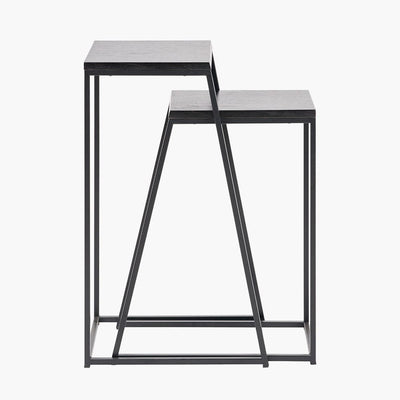 Pacific Lifestyle Outdoors Mashiko S/2 Black Ash Veneer and Black Metal Side Tables House of Isabella UK