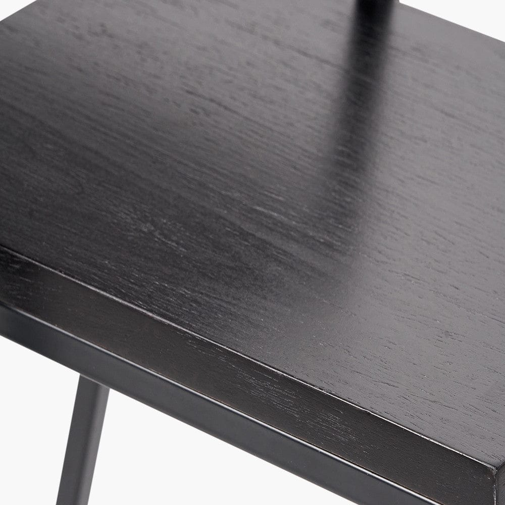 Mashiko S/2 Black Ash Veneer and Black Metal Side Tables.