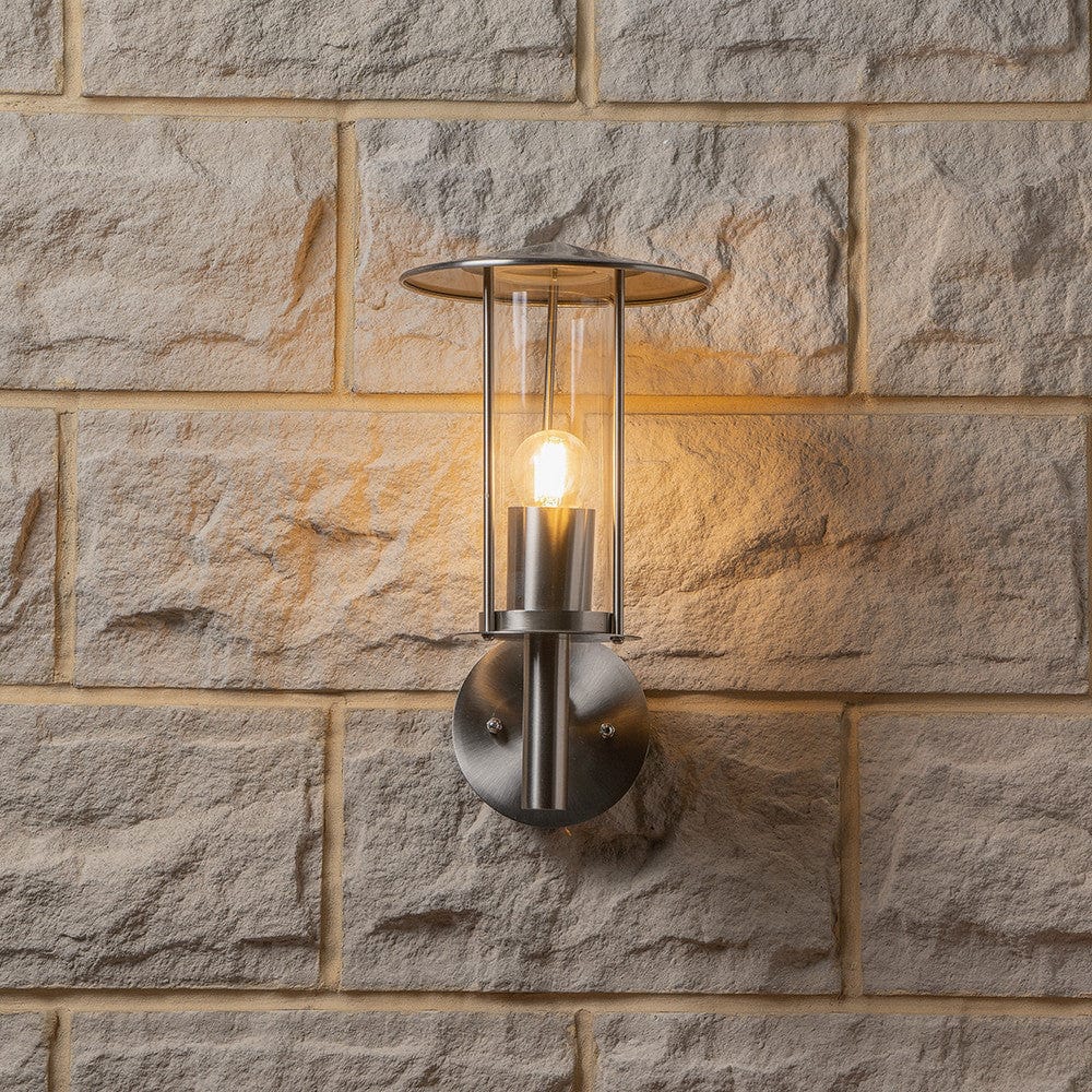 Myosotis Brushed Steel Metal Chimney Wall Light.