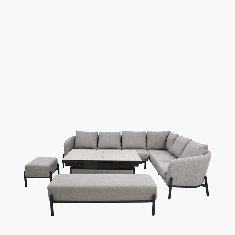 Nevada Putty Large Outdoor Corner Seating Set with Adjustable Table.