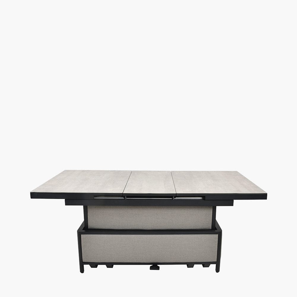 Nevada Putty Large Outdoor Corner Seating Set with Adjustable Table.