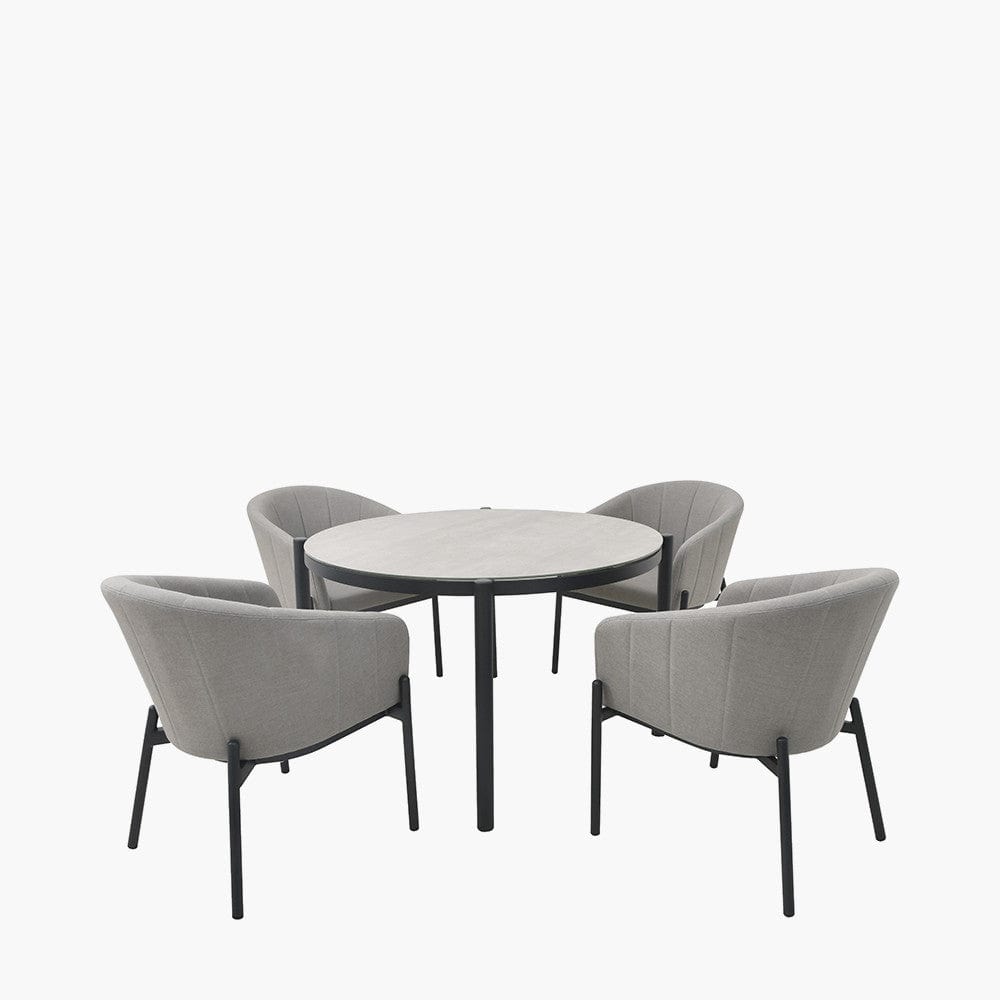 Nevada Putty Outdoor 4 Seater Round Dining Set.