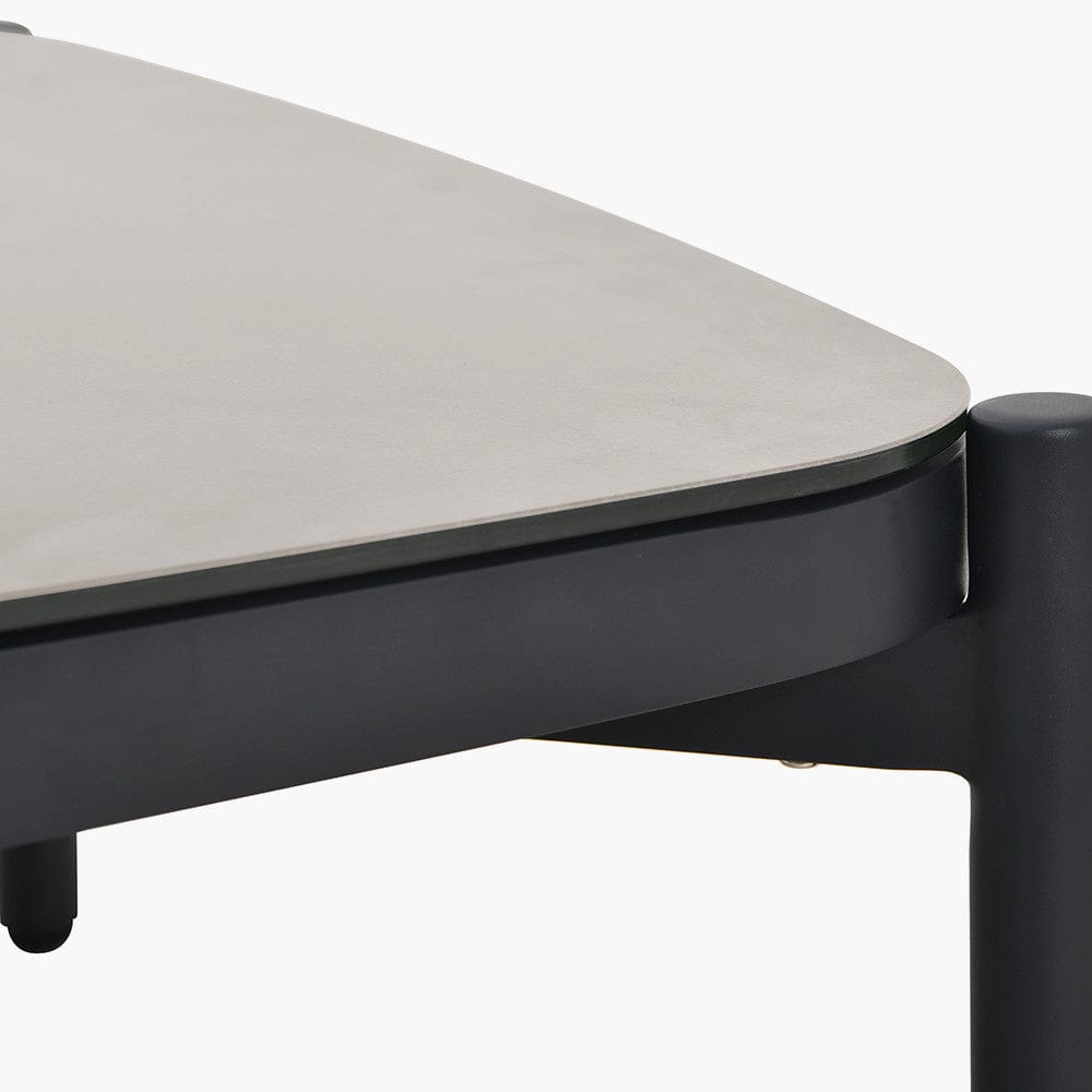 Nevada Putty Small Outdoor Corner Seating Set with Coffee Table and Footstools.