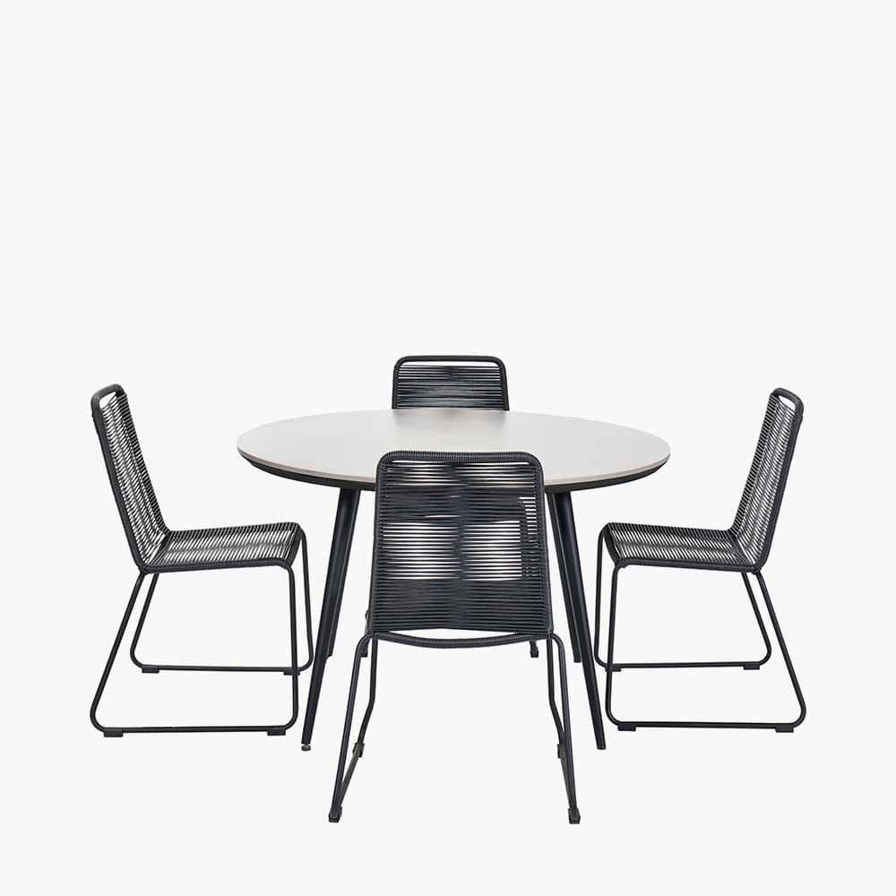 Pang 4 Black Seater Dining Set.
