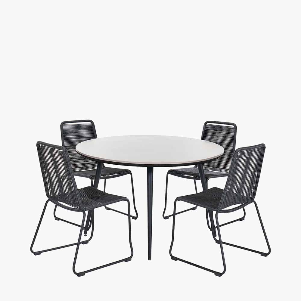 Pang 4 Black Seater Dining Set.