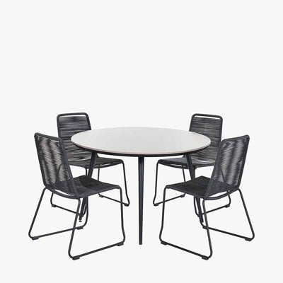 Pacific Lifestyle Outdoors Pang 4 Black Seater Dining Set House of Isabella UK