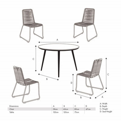 Pacific Lifestyle Outdoors Pang 4 Mink Seater Dining Set House of Isabella UK