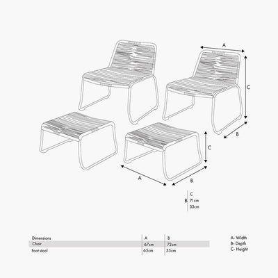 Pacific Lifestyle Outdoors Pang Black 4 Piece Hocker Set House of Isabella UK