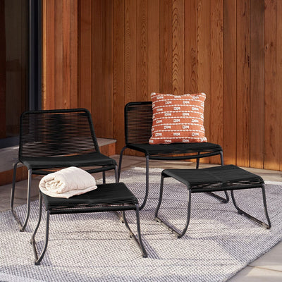 Pacific Lifestyle Outdoors Pang Black 4 Piece Hocker Set House of Isabella UK