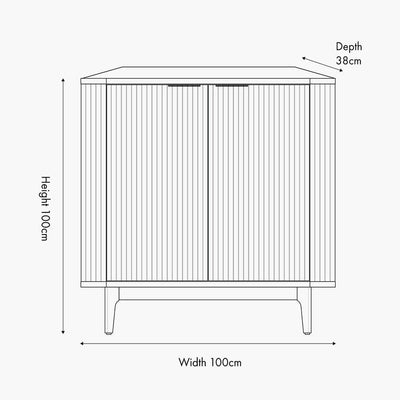 Pacific Lifestyle Outdoors Raie Dark Brown Ribbed Oak and Pine Wood 2 Door Bar Cabinet House of Isabella UK