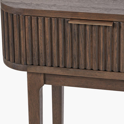 Pacific Lifestyle Outdoors Raie Dark Brown Ribbed Oak and Pine Wood 2 Drawer Console Table House of Isabella UK