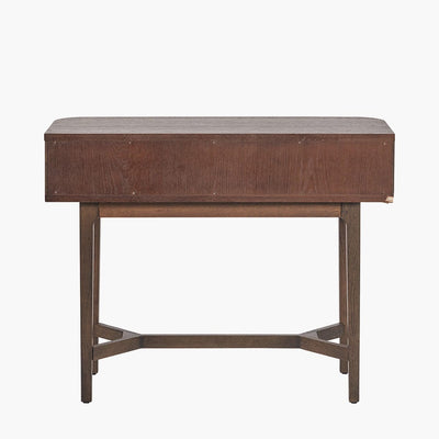 Pacific Lifestyle Outdoors Raie Dark Brown Ribbed Oak and Pine Wood 2 Drawer Console Table House of Isabella UK