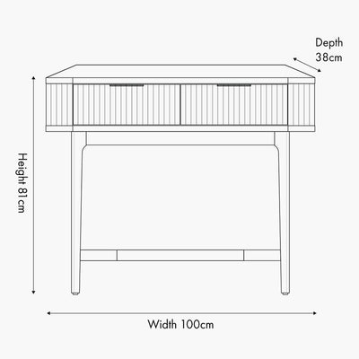 Pacific Lifestyle Outdoors Raie Dark Brown Ribbed Oak and Pine Wood 2 Drawer Console Table House of Isabella UK