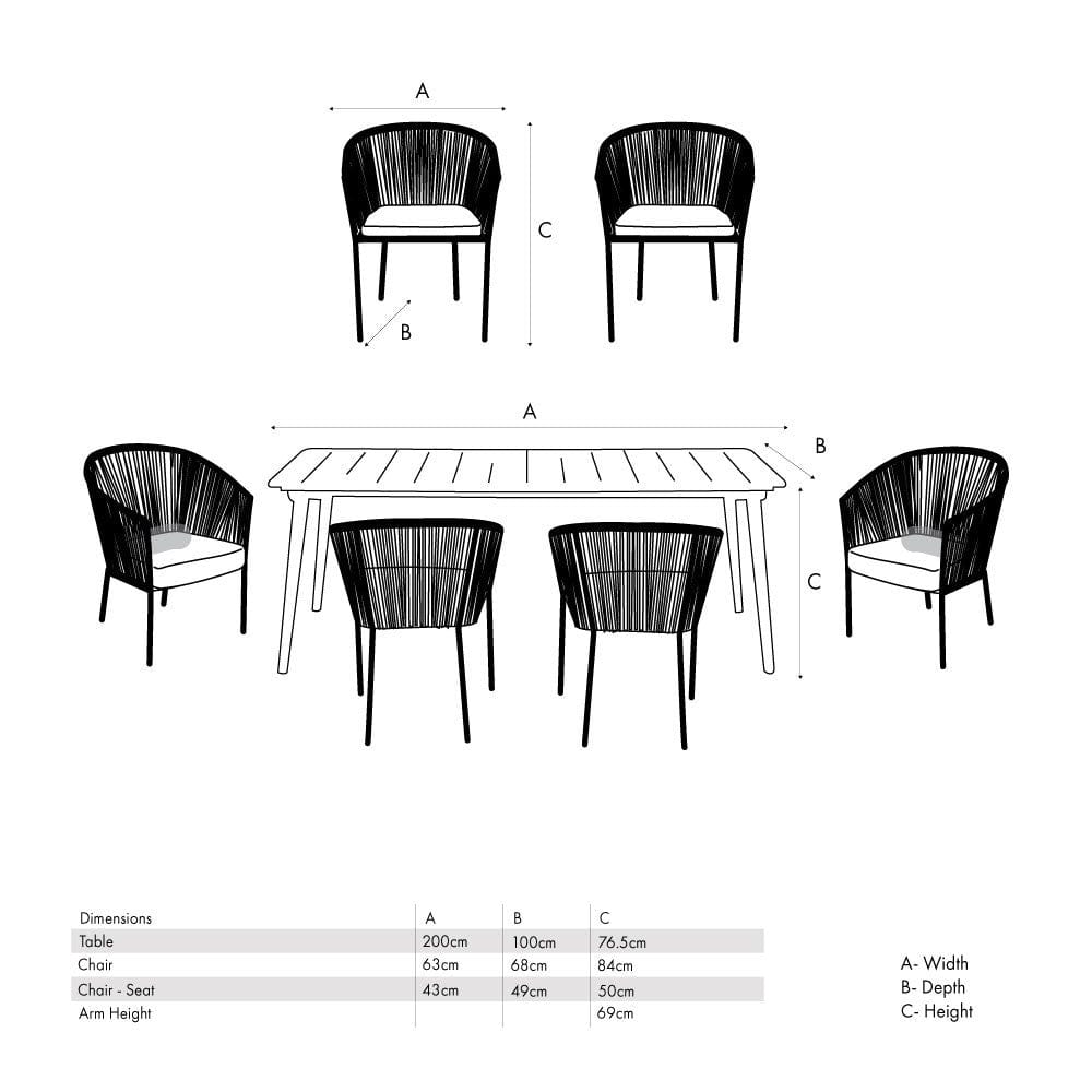 Pacific Lifestyle Outdoors Reims Dining Set Grey House of Isabella UK