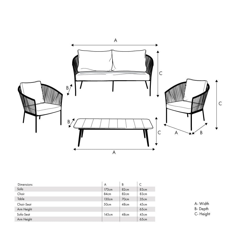 Pacific Lifestyle Outdoors Reims Lounge Set Grey House of Isabella UK