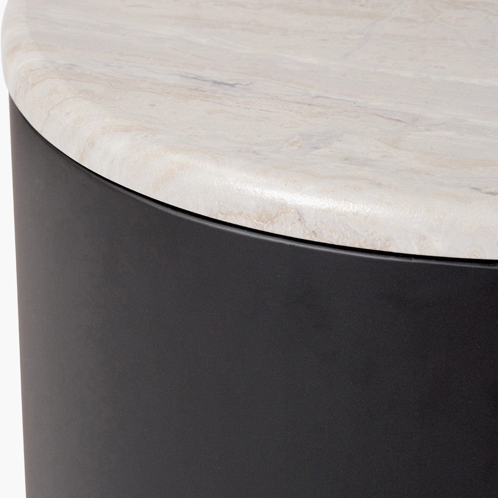 Pacific Lifestyle Outdoors Remy White Marble Effect and Black Metal Storage Side Table House of Isabella UK