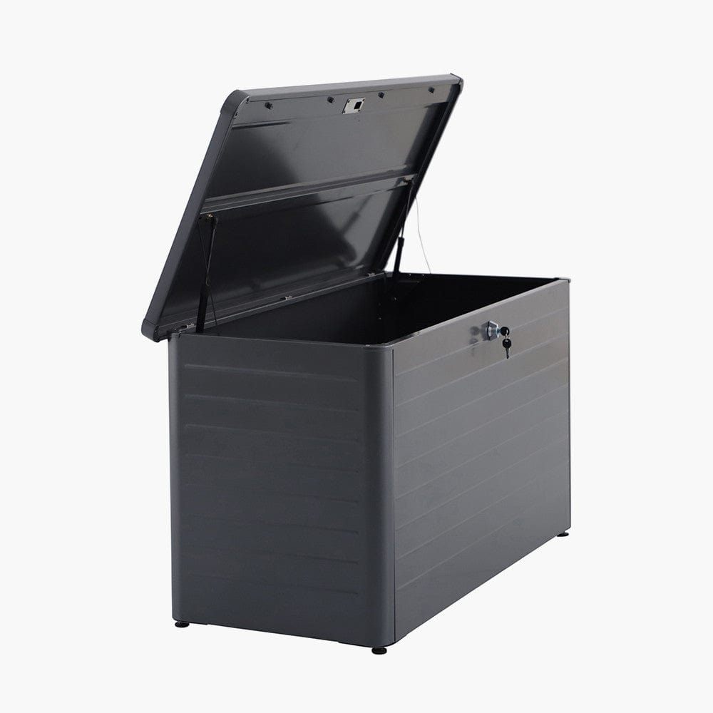 Pacific Lifestyle Outdoors Rhode Island Large Galvanised Steel Cushion Box Black House of Isabella UK
