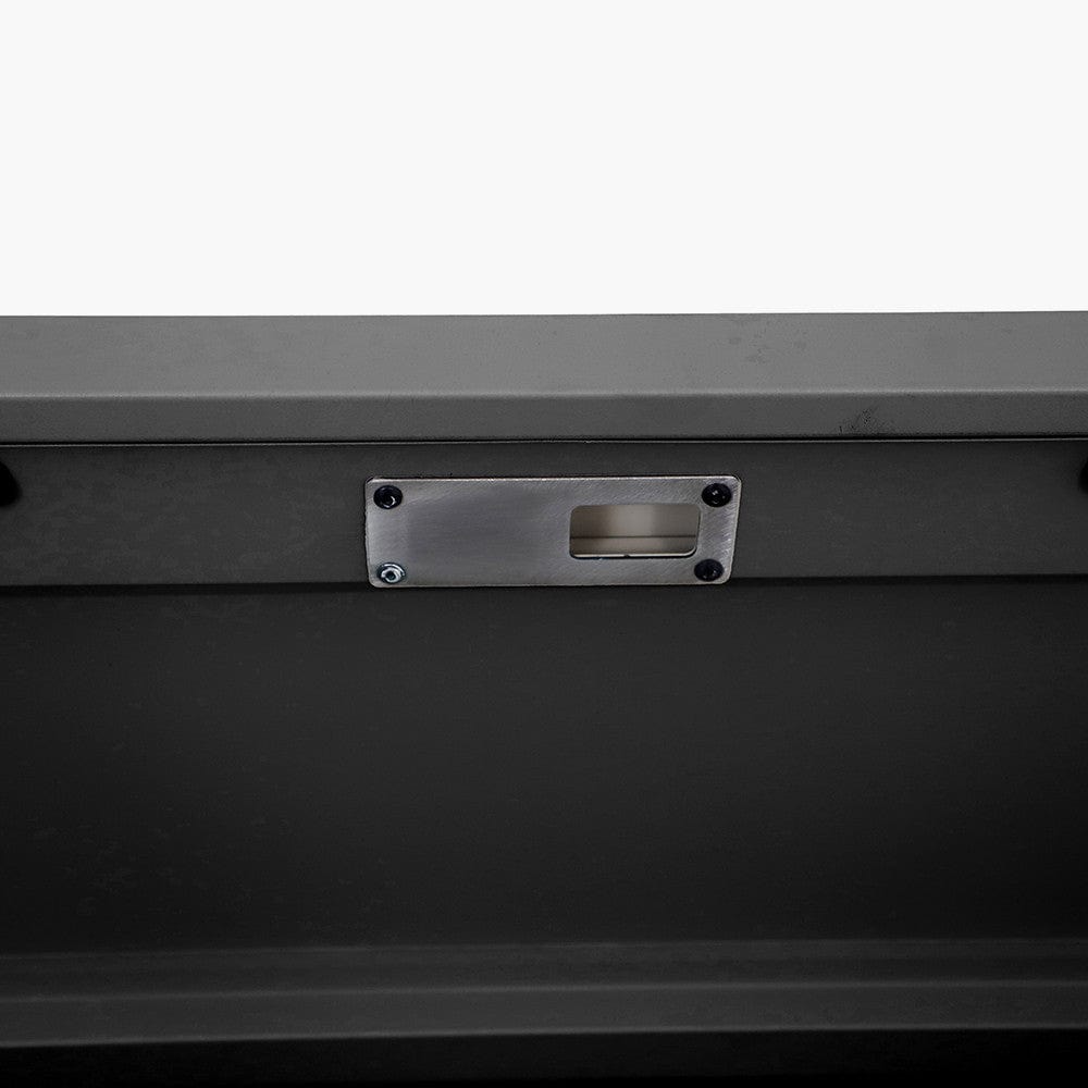 Rhode Island Small Galvanised Steel Cushion Box Black.