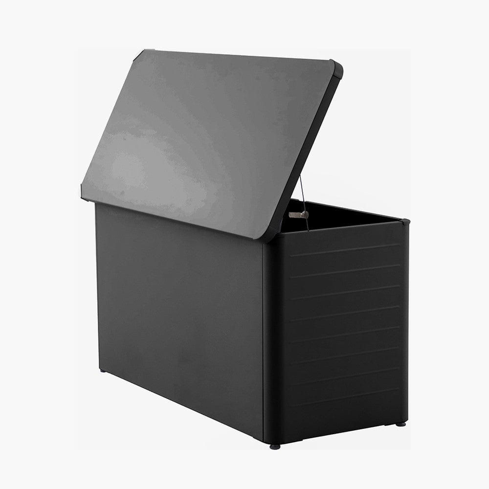 Rhode Island Small Galvanised Steel Cushion Box Black.