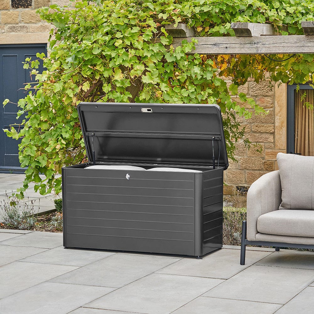 Rhode Island Small Galvanised Steel Cushion Box Black.