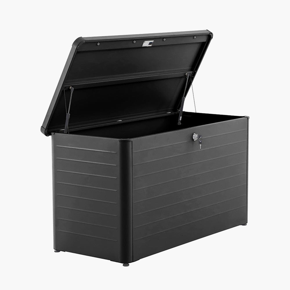 Rhode Island Small Galvanised Steel Cushion Box Black.