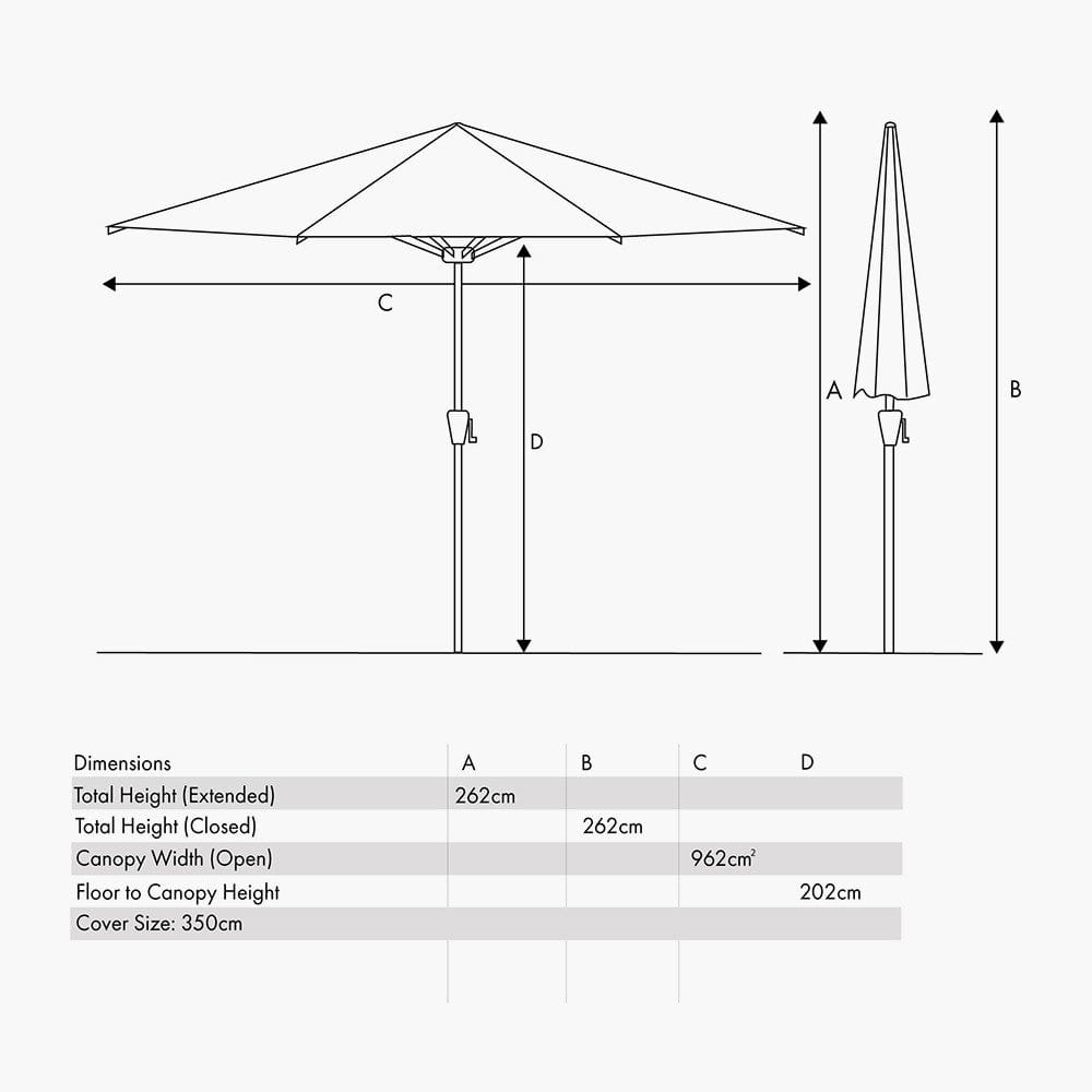 Pacific Lifestyle Outdoors Riva 3.5m Round Olive Parasol House of Isabella UK