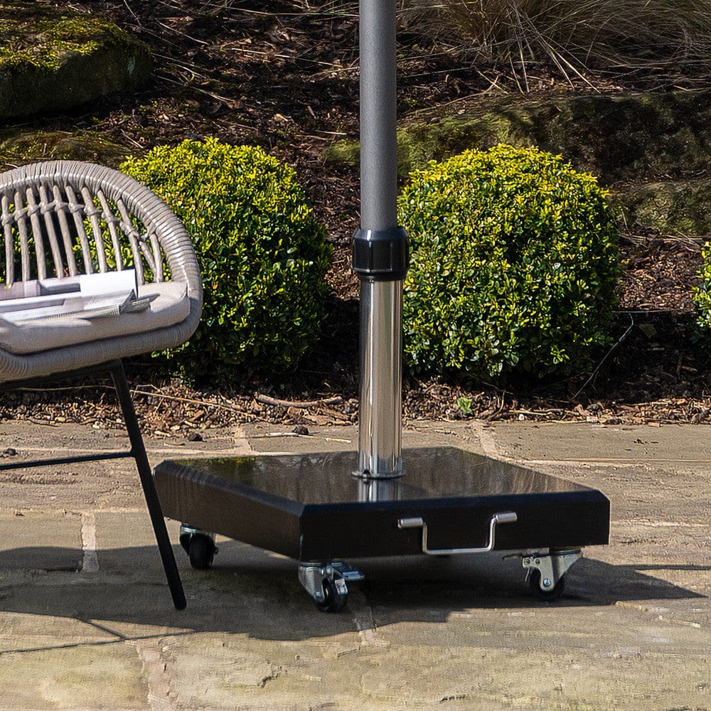 Rome Polished Black Granite 60KG Wheeled Parasol Base.