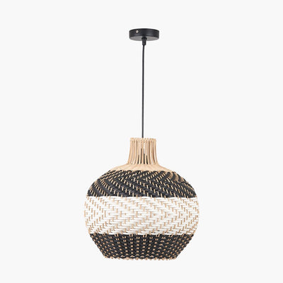 Pacific Lifestyle Outdoors Rowan Natural Rattan Black and White Woven Pendant House of Isabella UK