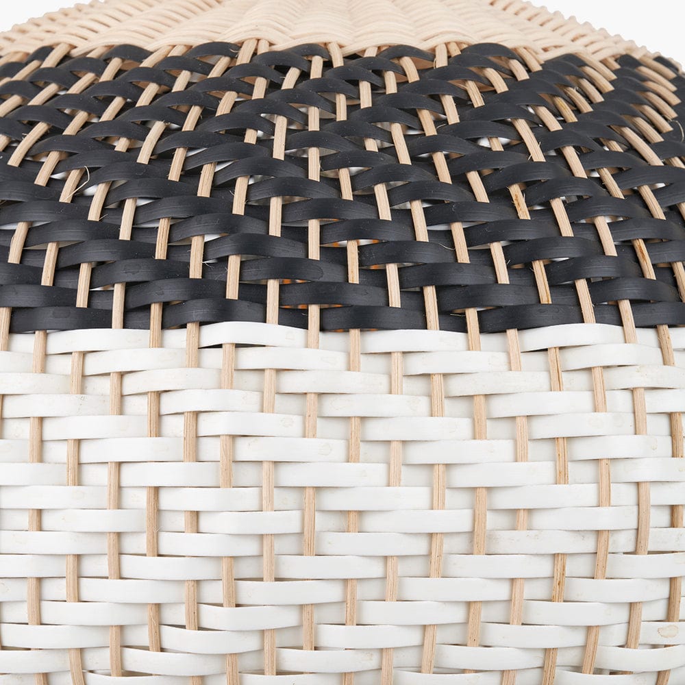 Rowan Natural Rattan Black and White Woven Pendant.