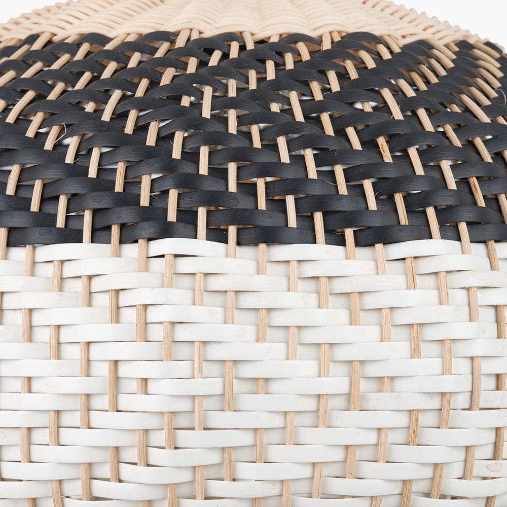 Pacific Lifestyle Outdoors Rowan Natural Rattan Black and White Woven Pendant House of Isabella UK