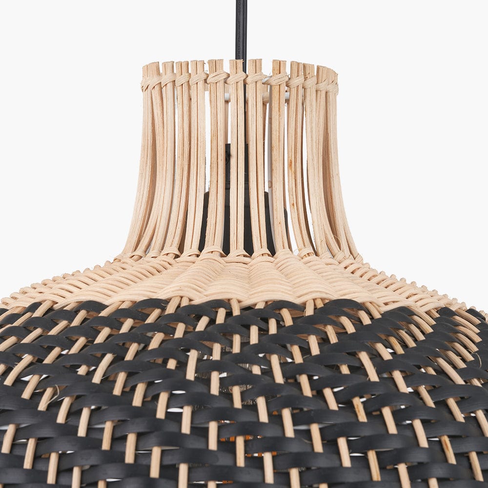 Rowan Natural Rattan Black and White Woven Pendant.