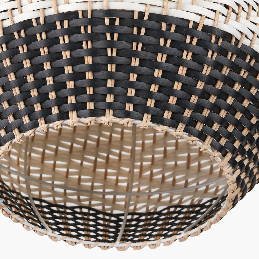 Rowan Natural Rattan Black and White Woven Pendant.