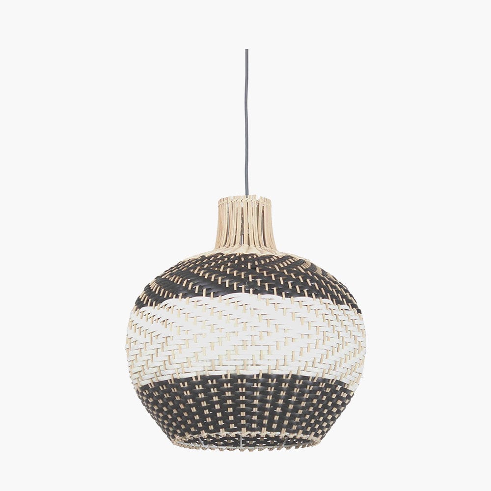 Rowan Natural Rattan Black and White Woven Pendant.