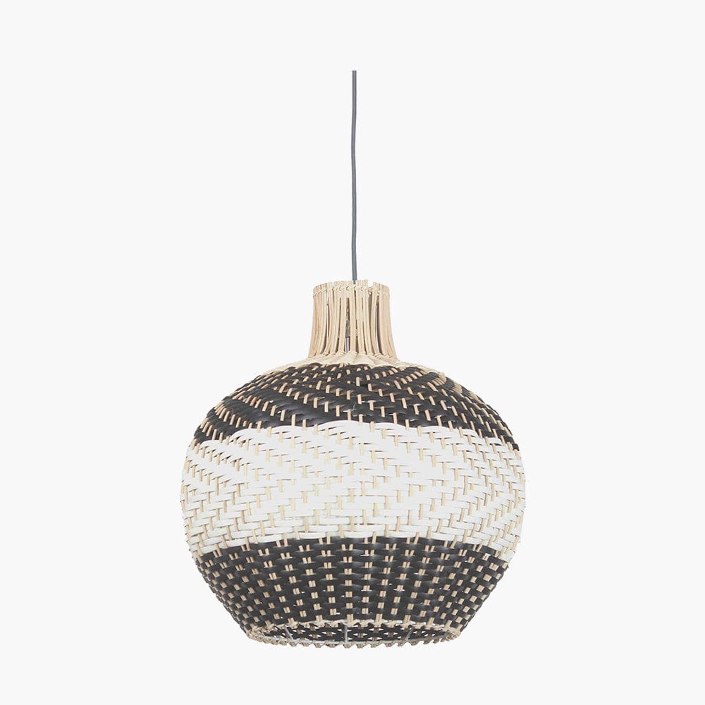 Pacific Lifestyle Outdoors Rowan Natural Rattan Black and White Woven Pendant House of Isabella UK